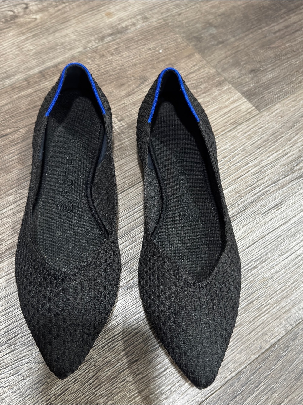 Rothy's Black Pointed Knit Flats size 9
